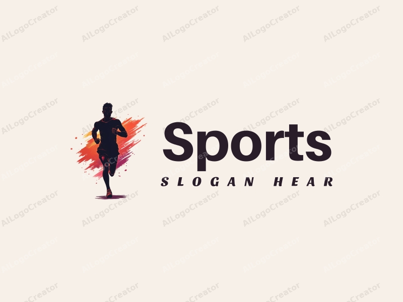 a modern design featuring dynamic elements of sports and fitness, incorporating graffiti-style graphics and a silhouette of a runner, combined with a clean background.