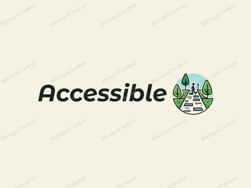 modern design features accessibility elements, inclusive design symbols, stylized sidewalks, and green spaces combined with a clean background.