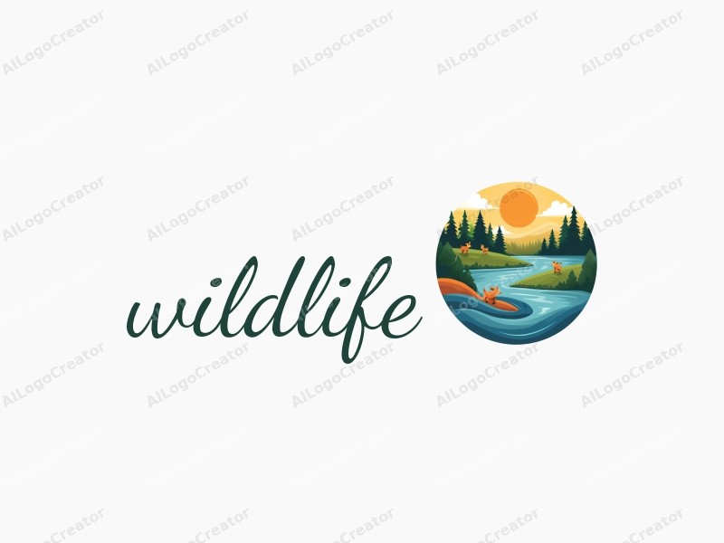 playful design features stylized wildlife, vibrant natural landscapes, ocean waves, and forest elements combined with a clean background.