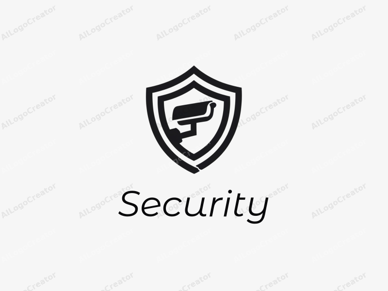 minimalist design features a stylized shield and a sleek surveillance camera, combined with smart monitoring elements, set against a clean background.