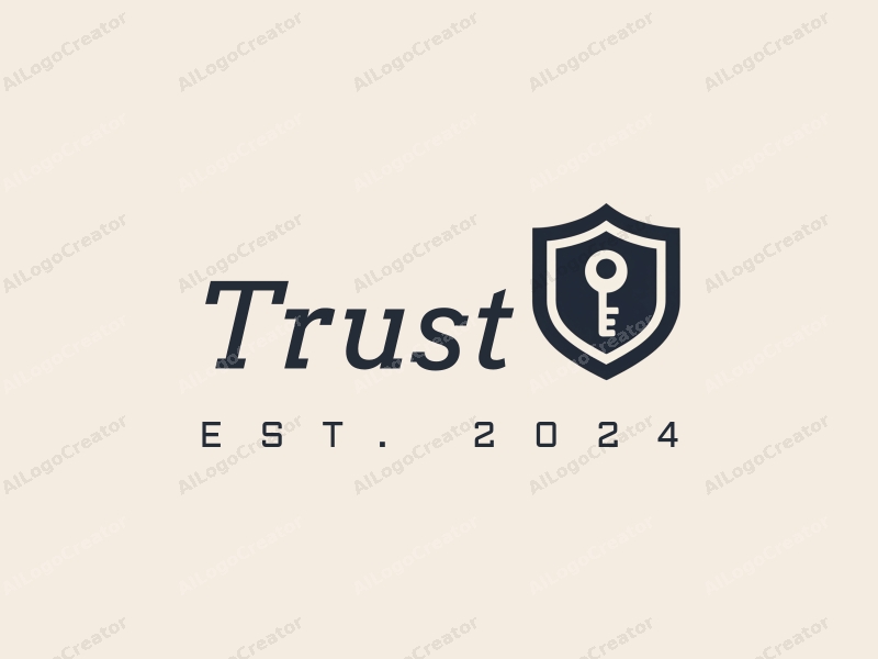 modern design features a stylized shield and key, symbolizing trust and security, combined with a clean background.