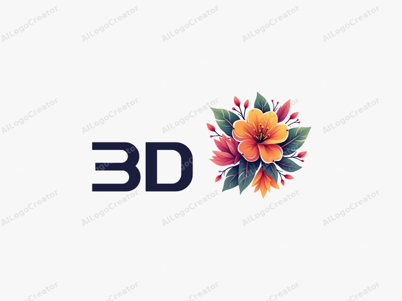 a modern design featuring a vibrant bouquet intertwined with dynamic elements representing time, utilizing a 3D approach combined with a clean background.