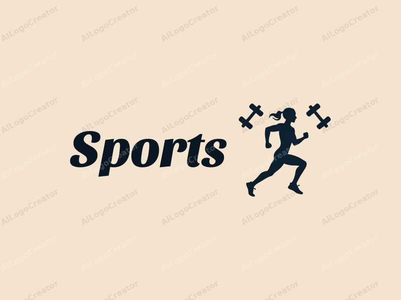 minimalist design features a stylized runner silhouette and a pair of dumbbells, combined with a clean background and a focus on health and fitness.