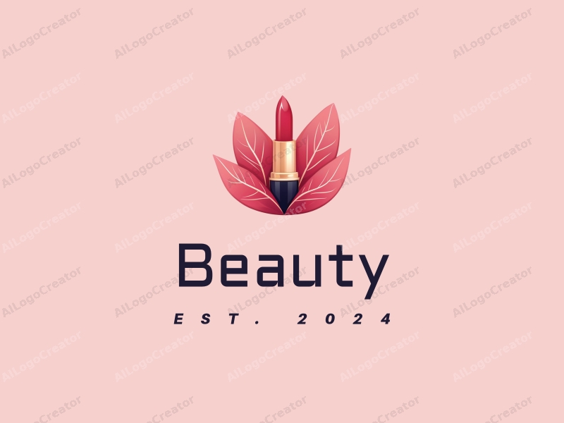 modern design features elegant petals, a stylized lipstick, and beauty elements combined with a clean pink background.