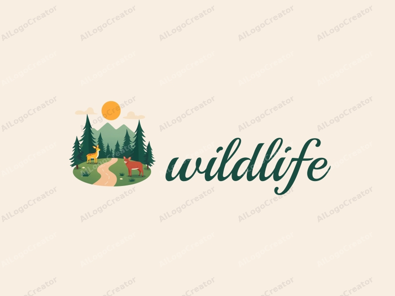 playful design features stylized wildlife, lush green trees, and vibrant natural landscapes combined with a clean background.