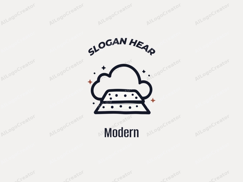 minimalist design features a stylized cloud and pillow, incorporating a tag style approach combined with a clean background.