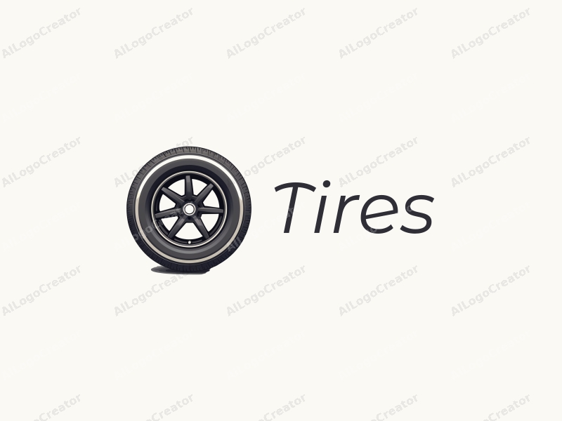 modern design features a stylized tire and car tire, combined with elements representing AC and maintenance, using a clean background for a simple and harmonious composition.