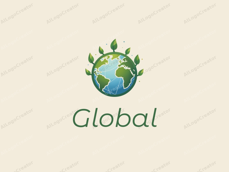 modern design features a stylized earth, interconnected network lines, and ecological symbols combined with a clean background.