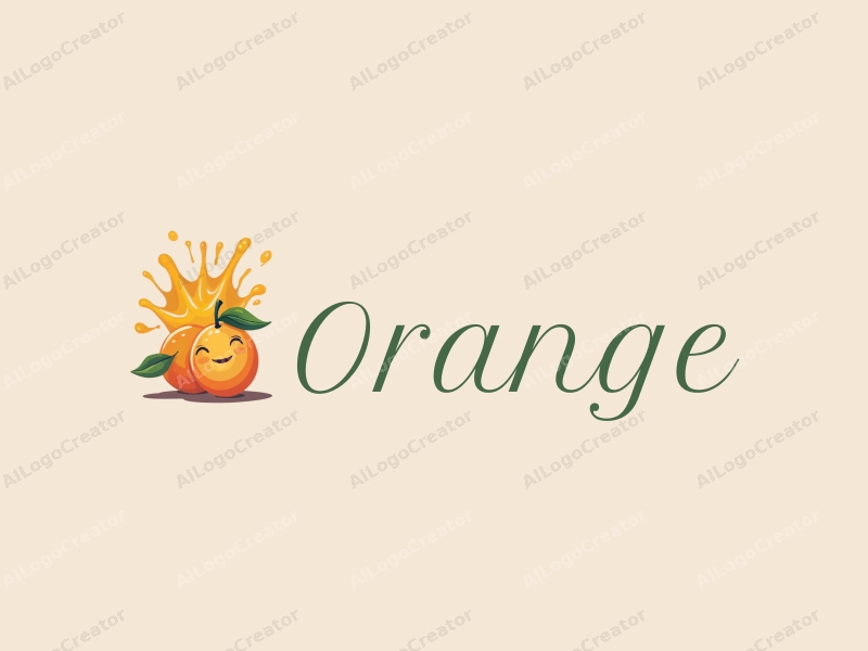 playful design features a vibrant orange, a stylized juice splash, and a cheerful drink cup, combined with a clean background.