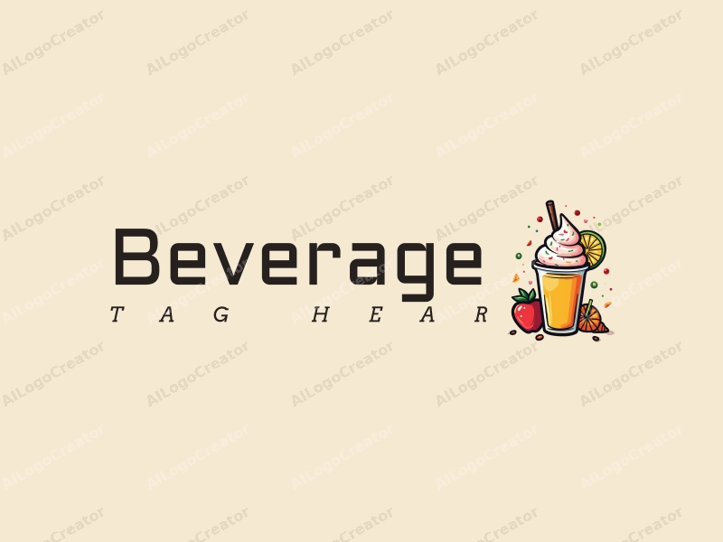 a modern design featuring vibrant beverage elements like ice cream and juice, combined with a clean background and a harmonious composition.