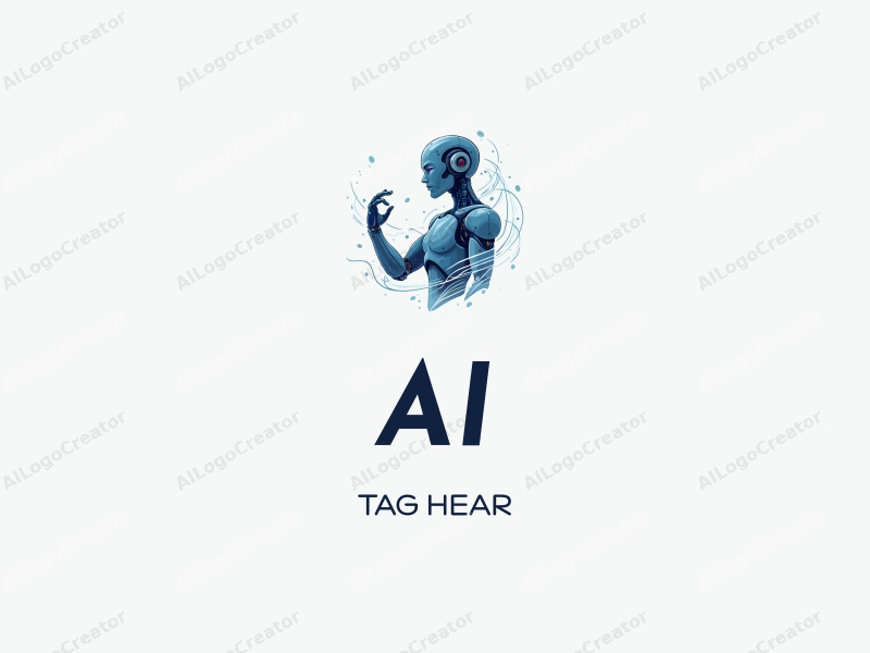 abstract design features a stylized robot and robotic arm intertwined with flowing data streams, using a modern and futuristic approach combined with a clean background.