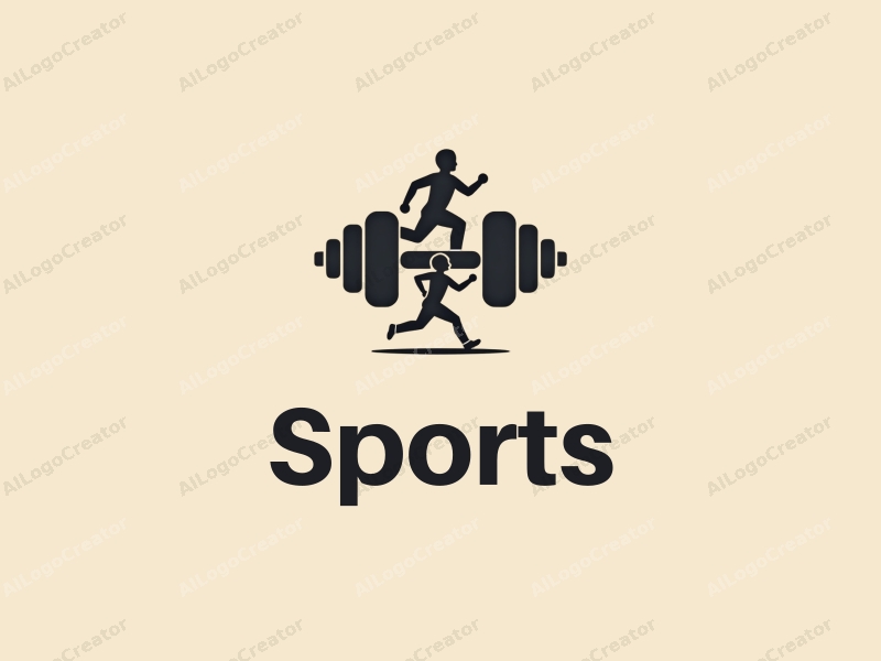 a modern design featuring stylized dumbbells and a running figure, combined with a clean background and a harmonious layout.