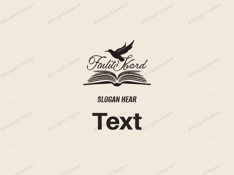 modern design features elegant typography, a stylized book, and a bird silhouette, combined with a clean background.