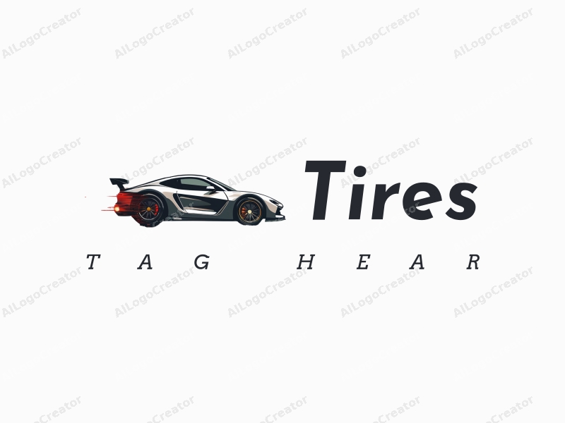 a modern design featuring a stylized tire and a sleek car silhouette in motion, combined with a clean background that emphasizes speed and dynamism.