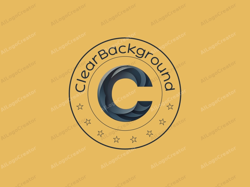 minimalist design features a clear background, stylized airflow patterns, and a prominent letter C, combined with a transparent color scheme for a clean and modern look.