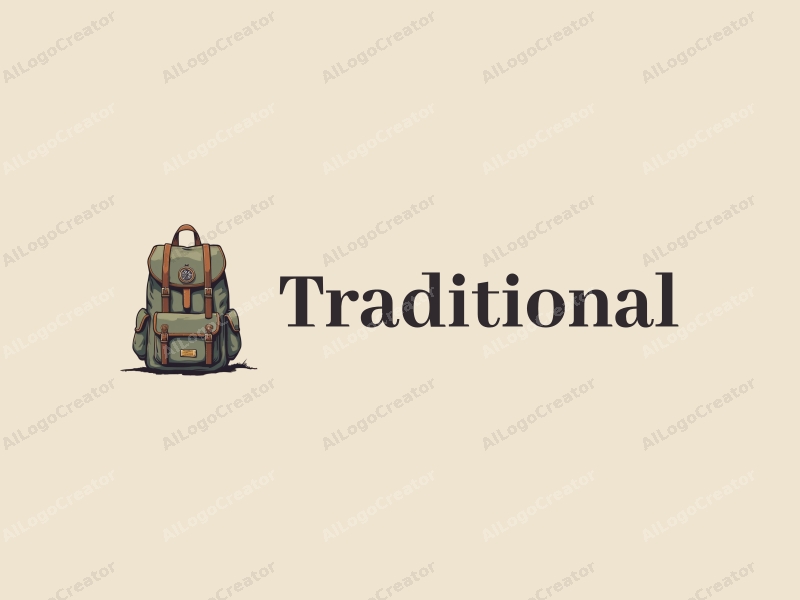 vintage design features a classic backpack and a stylized compass, combined with traditional elements and a clean background.