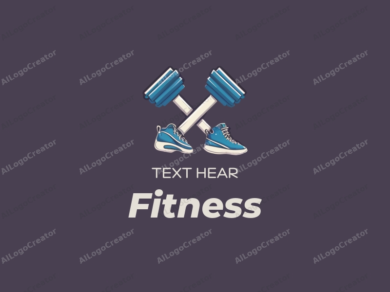 modern design features stylized dumbbells and sneakers, combined with a clean background and a harmonious layout.