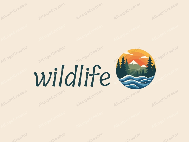 playful design features stylized wildlife, vibrant natural landscapes, ocean waves, and forest elements combined with a clean background.