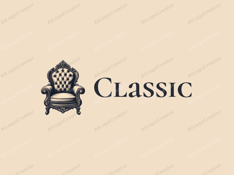 vintage design features elegant silhouettes of classic furniture, intricate patterns, and a harmonious blend of dark and neutral colors combined with a clean background.