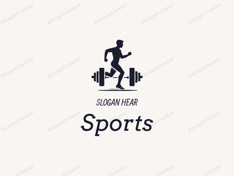 modern design features a dynamic silhouette of a runner, stylized dumbbells, and a clean background combined with a harmonious layout.