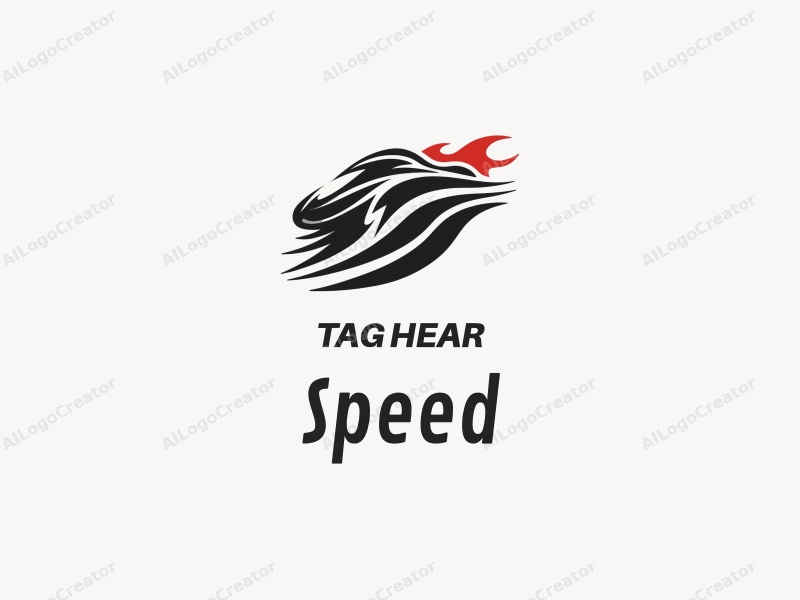 a modern design featuring dynamic lines representing speed, a stylized engine silhouette, and a road element, combined with a clean background.