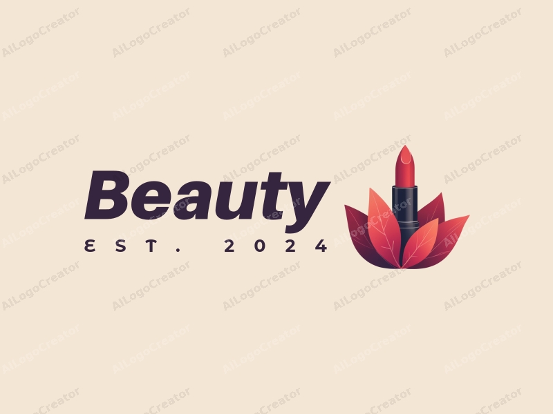 modern design features elegant petals, a stylized lipstick, and beauty elements combined with a clean background.