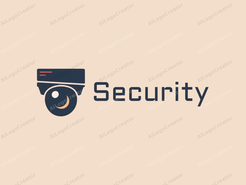 modern design features a stylized shield and surveillance camera, combined with a lens element, creating a cohesive and clean composition on a simple background.