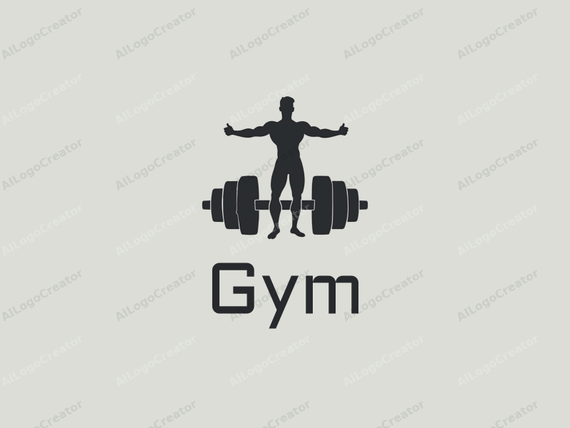 modern design features a stylized dumbbell and an athlete silhouette, combined with a fitness coach element, using a clean background and a harmonious layout.