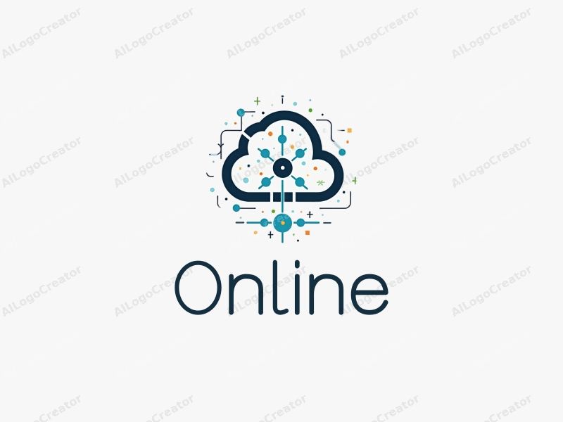 a modern design featuring interconnected nodes representing a network, stylized cloud shapes, and data streams, combined with a clean background and a harmonious layout.