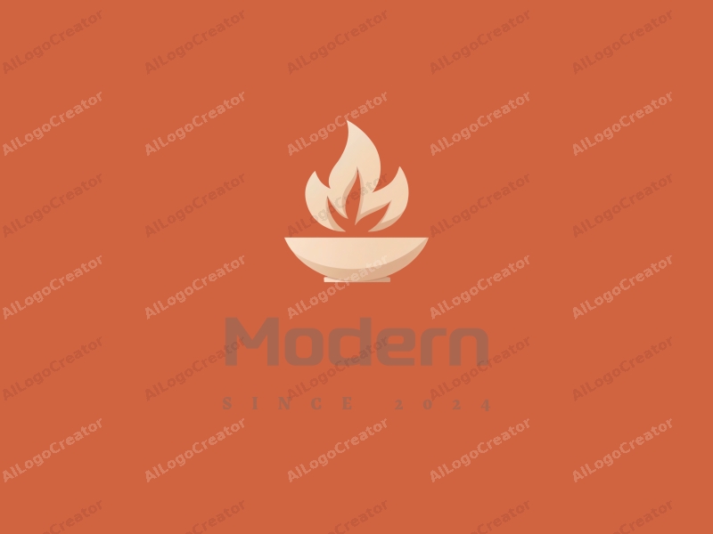 minimalist design features simple tableware shapes, a stylized flame, and a tag design approach combined with a clean background.