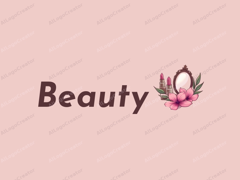 a modern design featuring beauty and makeup elements, incorporating petals and a mirror, with a clean background and harmonious composition.