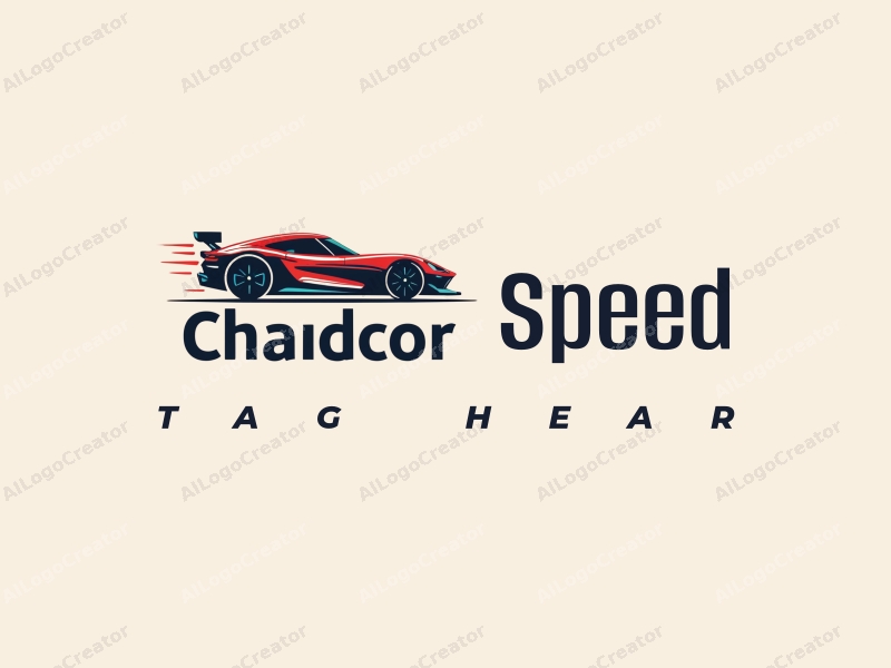 a modern design featuring dynamic lines representing speed, a stylized racing car silhouette, and an abstract engine shape, combined with a clean background.