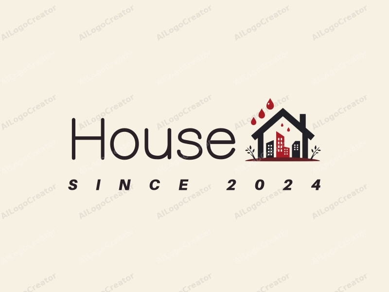 modern design features a stylized house and building silhouette, integrated with abstract representations of data and blood, combined with a clean background.