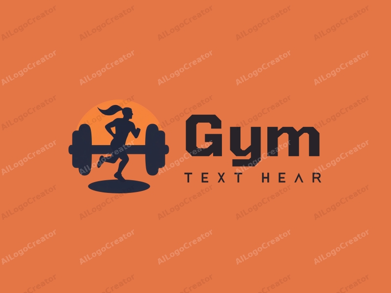 modern design features a stylized dumbbell and a dynamic runner silhouette, combined with a clean background and a harmonious layout.