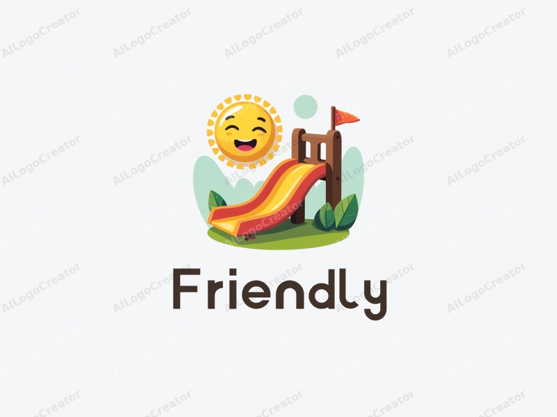 a warm and modern design featuring a friendly smiley face and a stylized slide, combined with bright colors and a clean background.