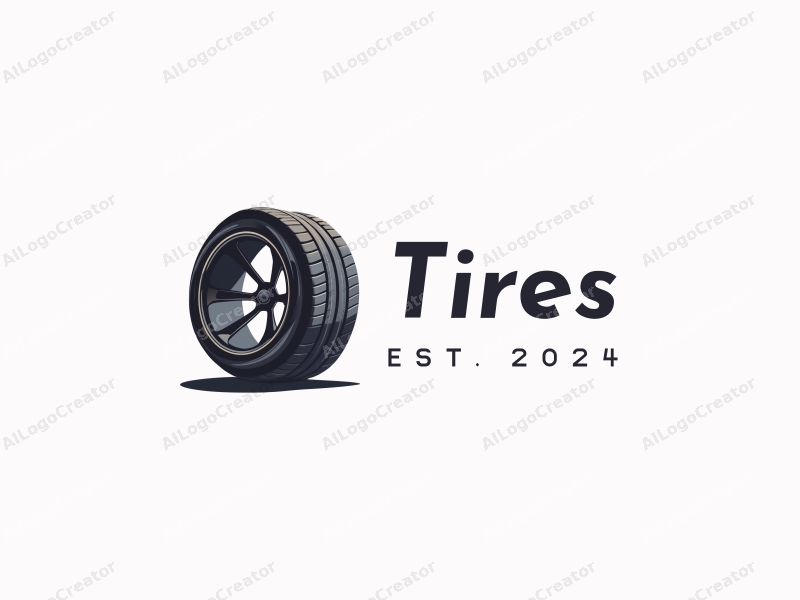 modern design features a stylized tire and car tire silhouette with dynamic outlines, combined with a clean background.