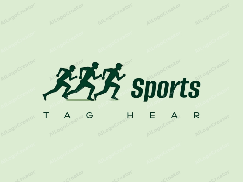 a modern minimalist design featuring dynamic running figures and abstract strength symbols, combined with a clean background in green and white colors.