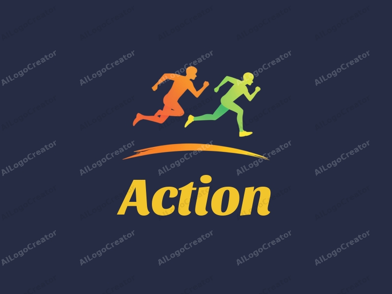 playful design features dynamic silhouettes of athletes in mid-jump and sprint, combined with energetic lines and a clean background.