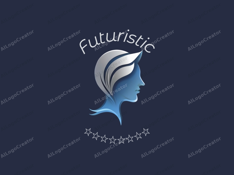 a modern design featuring futuristic elements like a stylized student silhouette, symbols of intelligence and learning, combined with a clean background in silver and blue colors.