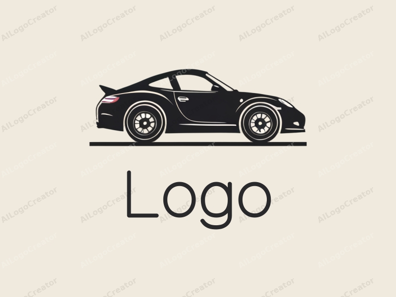 modern design features a stylized car silhouette and tire, combined with a minimalist approach and a clean background.