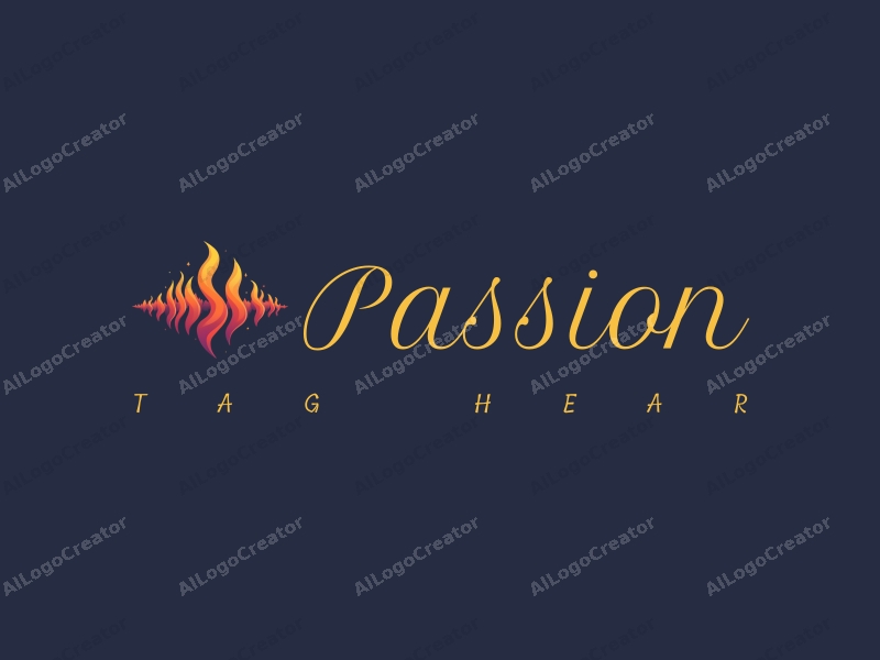 playful design features dynamic sound waves and stylized flames, embodying passion and enthusiasm, combined with a clean background.