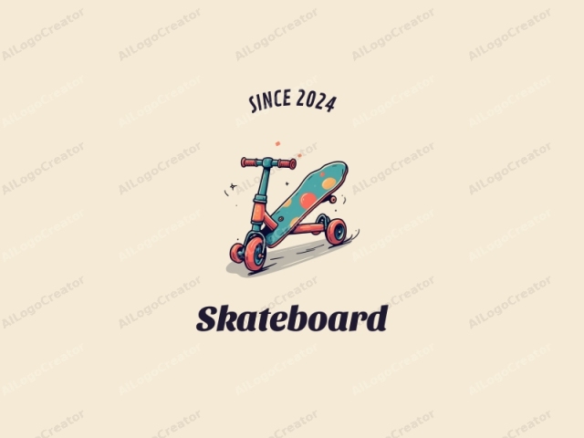 fröhliches Design mit einem leuchtenden Skateboard und Scooter mit dynamischen Rädern, kombiniert mit einem sauberen Hintergrund und einem Gefühl von Bewegung.