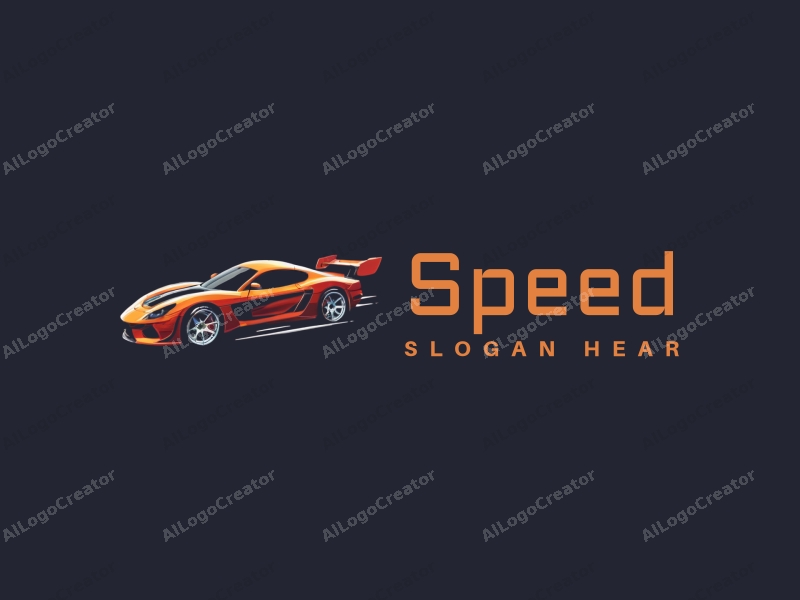 modern design features dynamic lines representing speed, a stylized engine silhouette, and a racetrack element combined with a clean background.