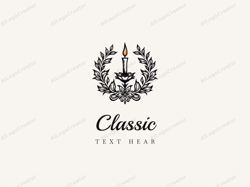 Classic design features elegant floral patterns intertwined with stylized candle shapes, combined with a clean background in white and dark tones.