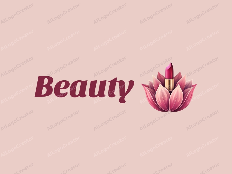 a modern design featuring elegant petals and a stylized lipstick, combined with a clean background and a focus on beauty and makeup elements.