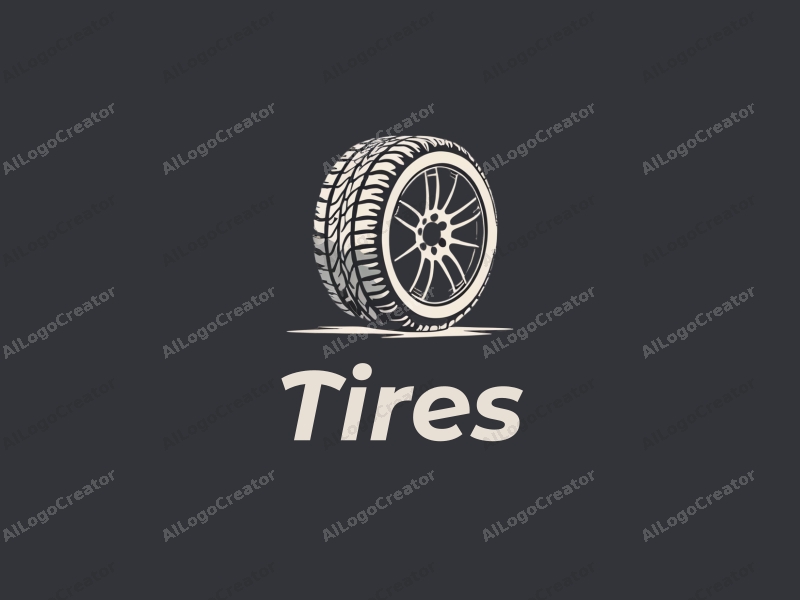 modern design features a stylized tire and car tire, combined with elements representing AC and maintenance, using a clean background for a simple and harmonious composition.