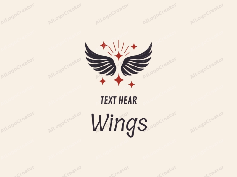 playful design features stylized wings, soaring elements, and stars radiating light combined with a clean background.