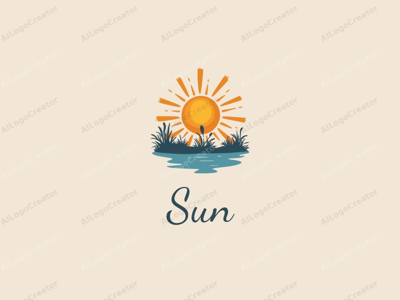 playful design features a stylized sun with rays, vibrant sunshine illuminating playful plants, combined with a clean background.