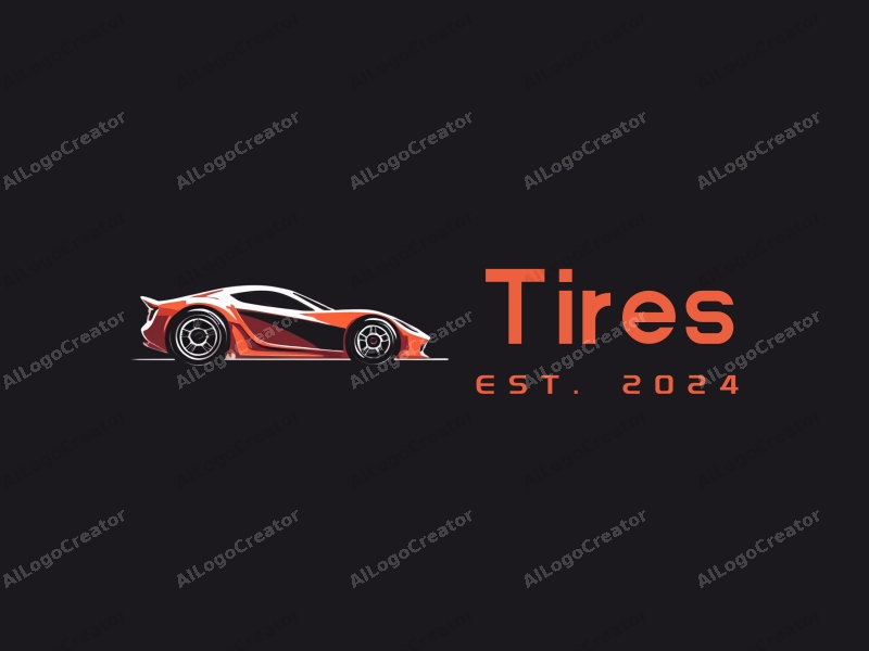 modern design features a stylized car silhouette, a tire, and a contour with a track design approach combined with a clean black background.