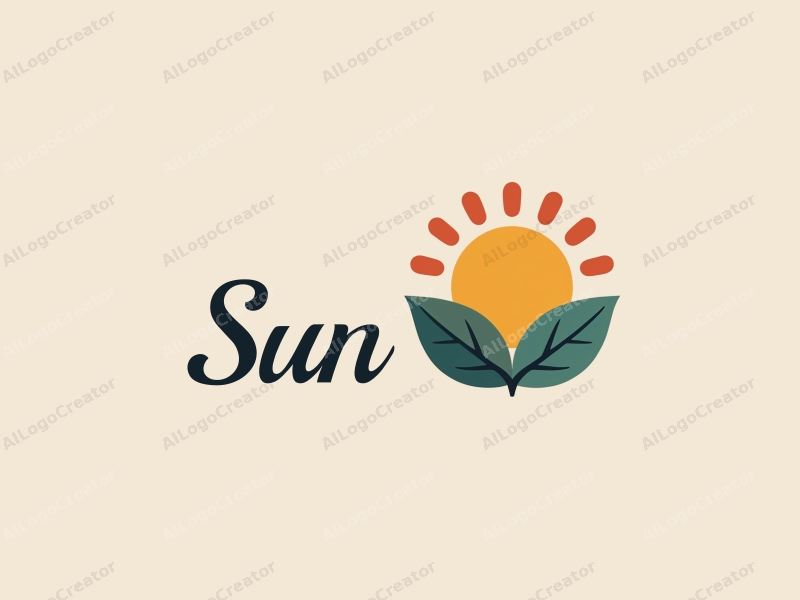 playful design features a stylized sun with rays, vibrant sunlight filtering through playful leaves, combined with a clean background.